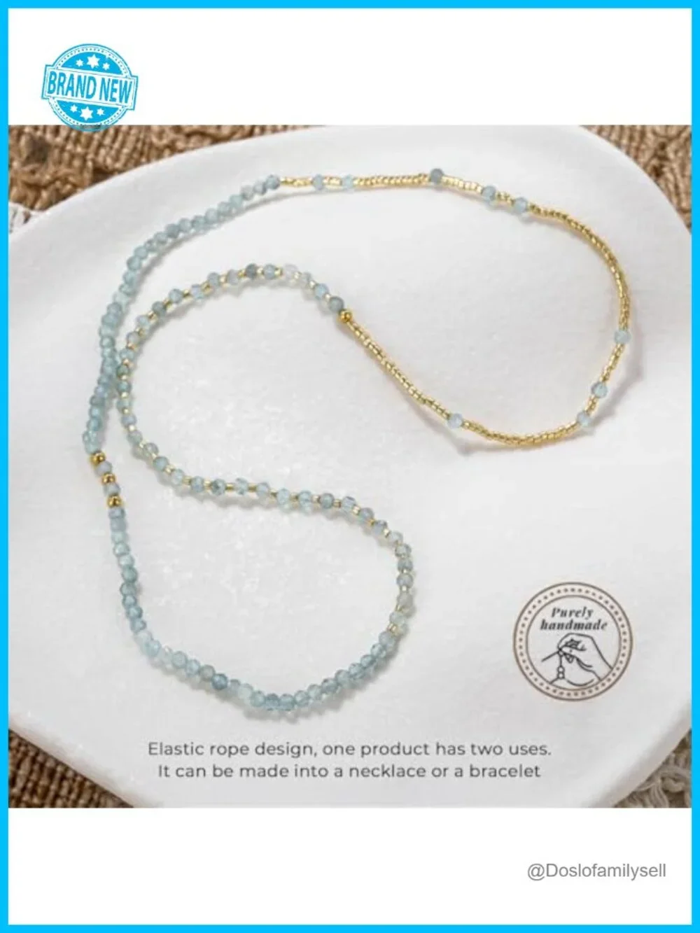 Natural Gemstone Beaded Stretchy Bracelets Stackable 14K Gold Plated Boho